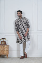 NOIR BLOOM” – HAND BLOCK PRINTED MEN’S KURTA BY MYURIKA