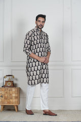 NOIR BLOOM” – HAND BLOCK PRINTED MEN’S KURTA BY MYURIKA