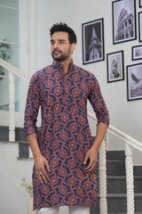 MIDNIGHT MARIGOLD” – HAND BLOCK PRINTED MEN’S KURTA BY MYURIKA