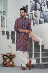 MIDNIGHT MARIGOLD” – HAND BLOCK PRINTED MEN’S KURTA BY MYURIKA
