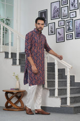MIDNIGHT MARIGOLD” – HAND BLOCK PRINTED MEN’S KURTA BY MYURIKA