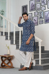 NEEL VISTAAR – HAND BLOCK PRINTED INDIGO KURTA