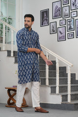 NEEL VISTAAR – HAND BLOCK PRINTED INDIGO KURTA