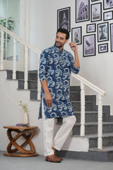 INDIGO MEHFIL – HAND BLOCK PRINTED MEN’S KURTA BY MYURIKA