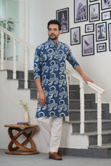 INDIGO MEHFIL – HAND BLOCK PRINTED MEN’S KURTA BY MYURIKA