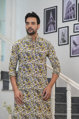 SAFFRON VINE – HAND BLOCK PRINTED MEN’S KURTA