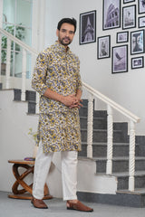 SAFFRON VINE – HAND BLOCK PRINTED MEN’S KURTA