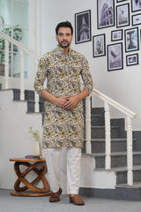 SAFFRON VINE – HAND BLOCK PRINTED MEN’S KURTA