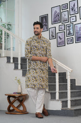 SAFFRON VINE – HAND BLOCK PRINTED MEN’S KURTA