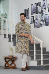 SAFFRON VINE – HAND BLOCK PRINTED MEN’S KURTA