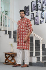 GUL-E-ROOH” – HAND BLOCK PRINTED MEN’S KURTA BY MYURIKA