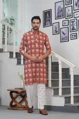 GUL-E-ROOH” – HAND BLOCK PRINTED MEN’S KURTA BY MYURIKA