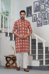 GUL-E-ROOH” – HAND BLOCK PRINTED MEN’S KURTA BY MYURIKA