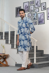 INDIGO BLOOM” – HAND BLOCK PRINTED MEN’S KURTA BY MYURIKA