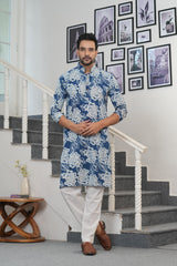 INDIGO BLOOM” – HAND BLOCK PRINTED MEN’S KURTA BY MYURIKA