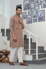 SANDSTONE ROYALE” – HAND BLOCK PRINTED MEN’S KURTA BY MYURIKA