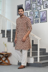 SANDSTONE ROYALE” – HAND BLOCK PRINTED MEN’S KURTA BY MYURIKA