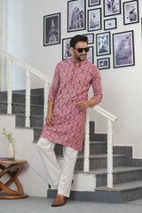 RUSTIC BLOOM – HAND-BLOCK PRINTED COTTON KURTA FOR MEN