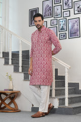 RUSTIC BLOOM – HAND-BLOCK PRINTED COTTON KURTA FOR MEN