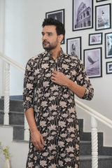 LOTUS LEGACY – HAND BLOCK PRINTED MEN'S COTTON KURTA