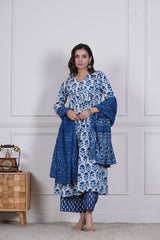 NEELKANTH – INDIGO BLOOM SET 3 PIECE SET