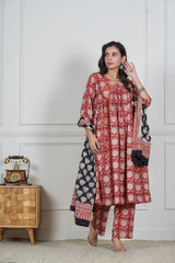 SUNEHRI NAZAARE – BAGRU HAND PRINTED 3 PIECE SET