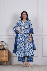 NEELKANTH – INDIGO BLOOM SET 3 PIECE SET