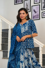 INDIGO NEEL - BAGRU HANDBLOCK LEHENGA SET