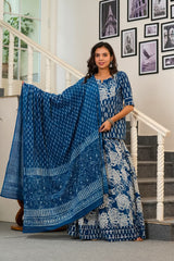 INDIGO NEEL - BAGRU HANDBLOCK LEHENGA SET