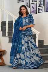 INDIGO NEEL - BAGRU HANDBLOCK LEHENGA SET