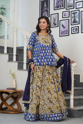 NEEL KANIKA HANDBLOCK PRINTED LEHENGA SET