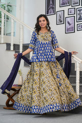 NEEL KANIKA HANDBLOCK PRINTED LEHENGA SET