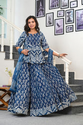 NEELVASTRA HANDBLOCK PRINTED LEHENGA SET