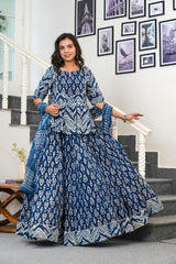 NEELVASTRA HANDBLOCK PRINTED LEHENGA SET