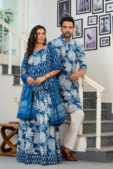 TRADITIONAL INDIGO HANDBLOCK COUPLE SET