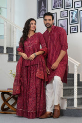GULBAHAR MAROON - HANDBLOCK PRINTED COUPLE SET
