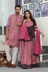 BLUSH LEAF - HANDBLOCK COUPLE SET