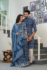 INDIGO CHARM - NATURAL DABU PRINTED COUPLE SET