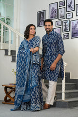 INDIGO CHARM - NATURAL DABU PRINTED COUPLE SET