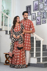 SYAHI BEGER - RED BLACK HANDBLOCK COUPLE SET