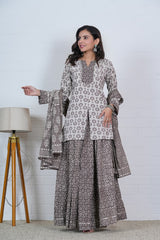 KASHISH GREY HAND BLOCK PRINTED LEHENGA SET