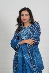 NEELKALAM - HAND BLOCK PRINTED INDIGO LEHENGA SET