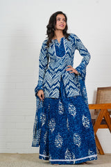 NEELAYA – INDIGO HAND BLOCK PRINTED LEHENGA SET