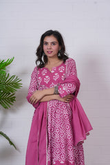 RANI PINK – HAND BLOCK PRINTED ANARKALI SET