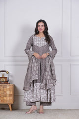 VASUDHA – EARTHY ELEGANCE HAND BLOCK PRINTED ANARKALI SET