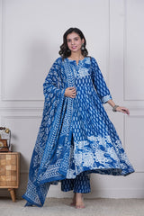 INDIRA – INDIGO HAND BLOCK PRINTED ANARKALI DRESS SET