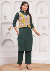 PAHIYA-E-PEHN – WINTER COTTON SLUB KURTI SET WITH HAND BLOCK PRINTED JACKET