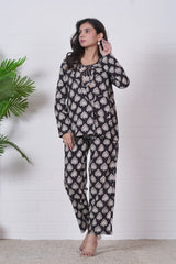 “NOIR ELEGANCE”” HAND BLOCK 3-PIECE JACKET SET