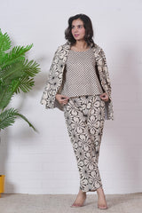 IVORY BLOOM LUXE” HAND BLOCK 3-PIECE JACKET SET