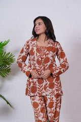 TERRACOTTA MUSE” HAND BLOCK 3-PIECE JACKET SET